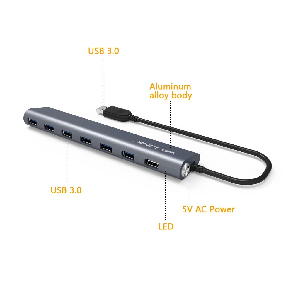 Алюминиевый usb хаб с портом 4/7 адаптером питания c концентратор разветвитель типа