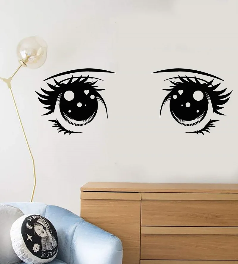 

Vinyl wall decal cartoon anime girl cute big eyes stickers, girl room decoration wall stickers, children's room decoration ET44
