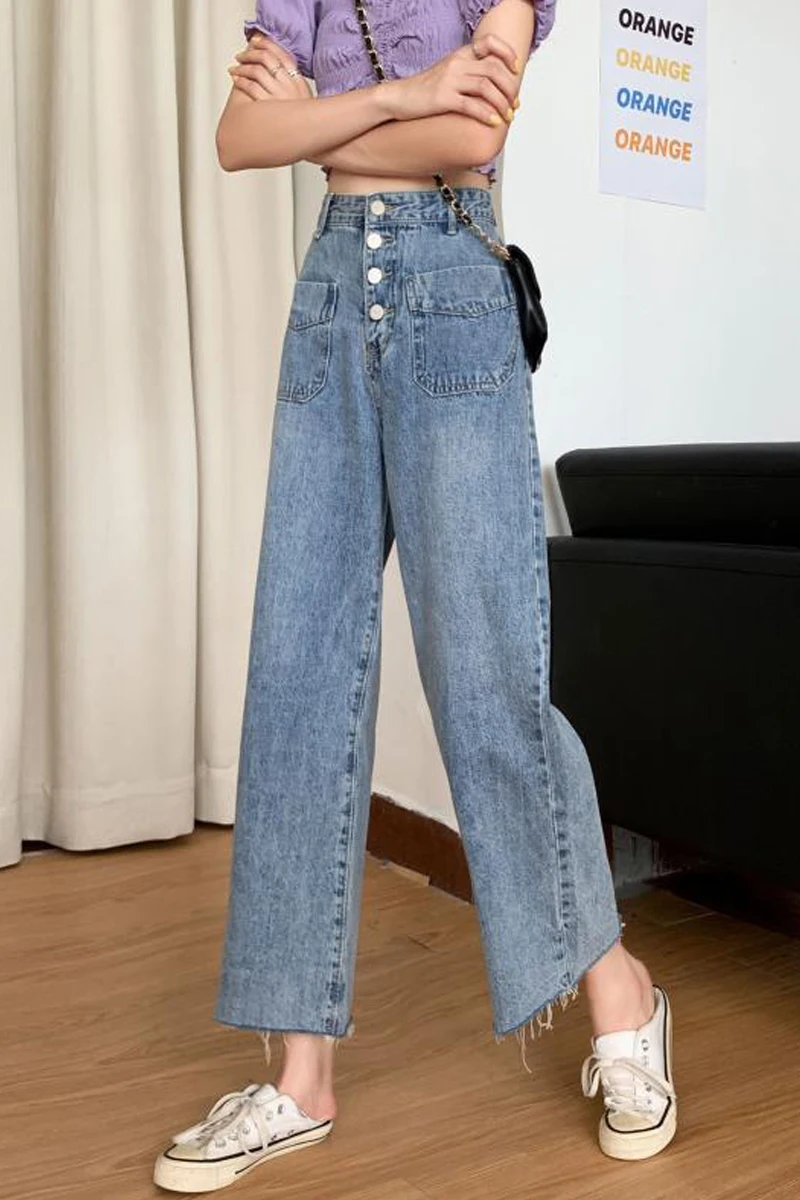 

WAVSIYIER 2020 autumn winter jeans woman denim pants women solid korean style Denim Trousers Streetwear vintage high waist pant