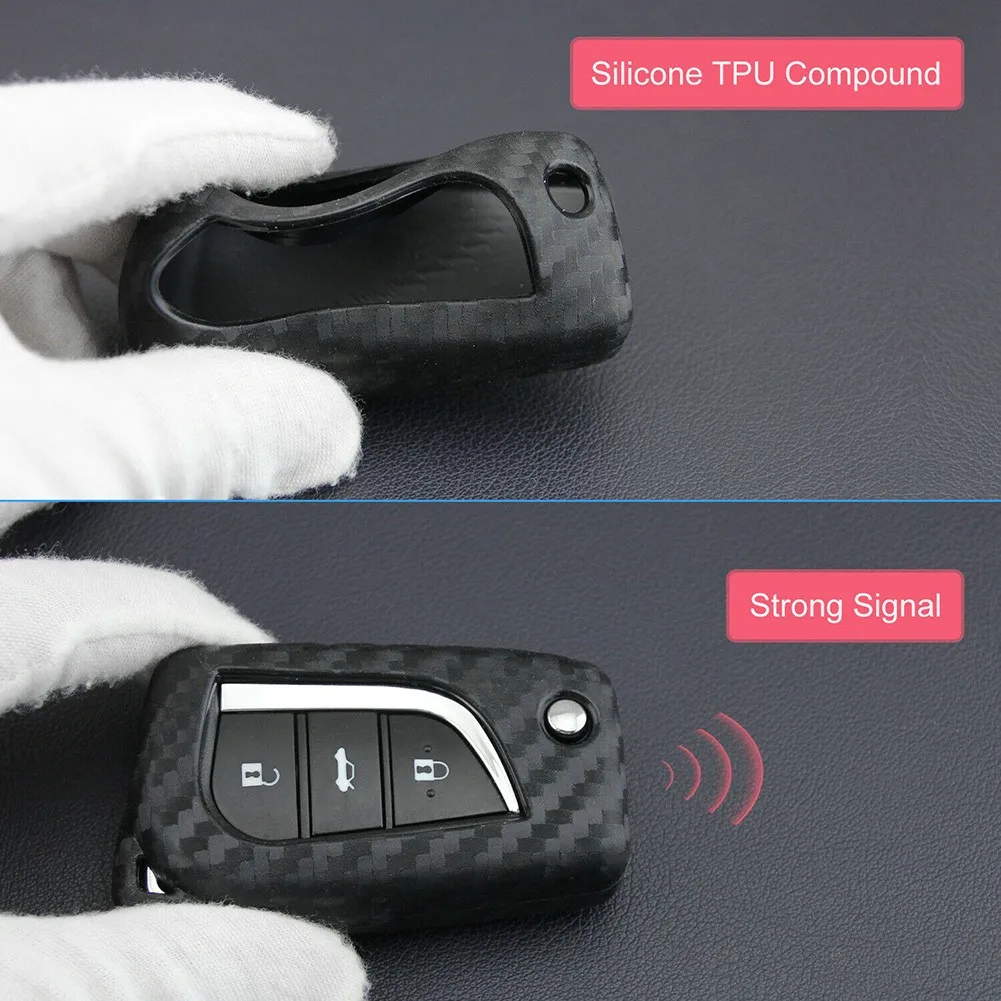 

Silica Gel Car Key Case Cover Chain Wear-Resisting Flip Fob For Toyota Camry RAV4 Proof