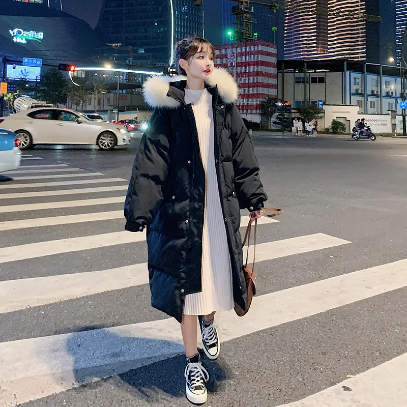 Новинка 2020 зимнее пальто женская длинная парка свободная теплая толстая с
