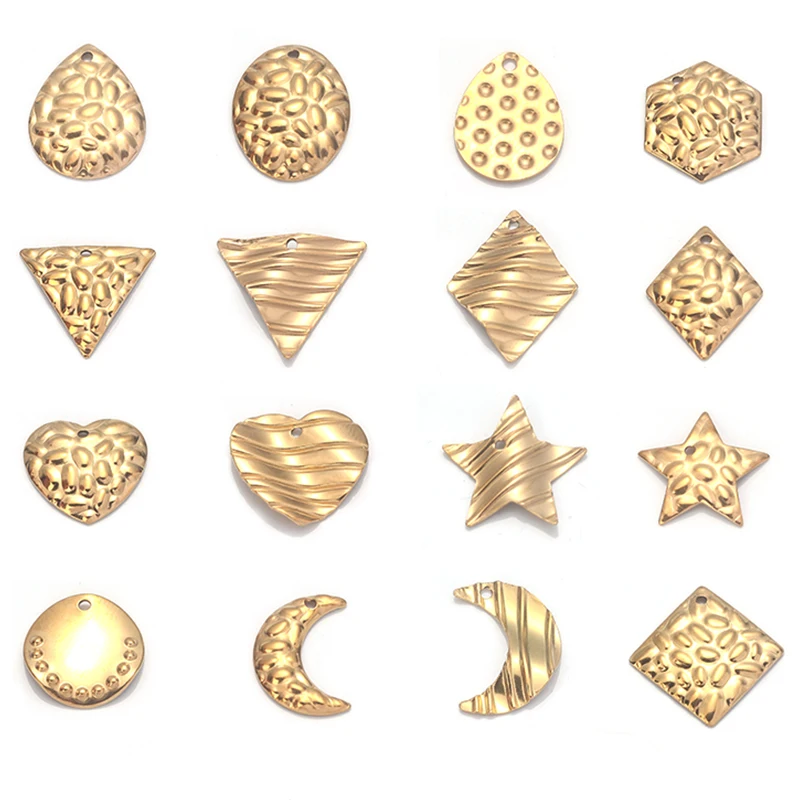 

10pcs Stainless Steel Heart Moon Round Earrings Format Charms Pendants DIY Connection Keychain Jewelry Making Accessories