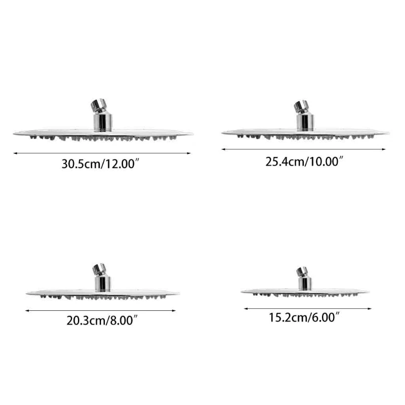 

Rain Shower Head High Pressure, 12/10/8/6 Inch Stainless Steel Rainfall Showerhead, Mirror-like Look, Easy Installation,