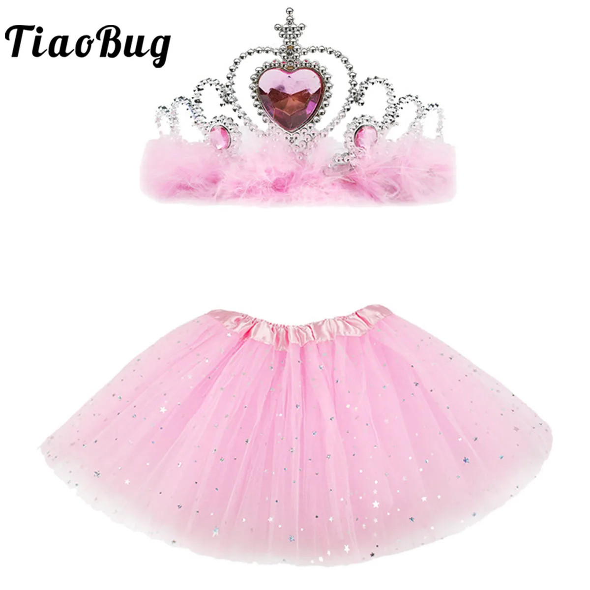 

Платье принцессы для девочек; Верхняя одежда с танцевальная одежда с блестками-звездочками и принцесса проект "Корона" набор с тиарой балет...