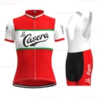 Испанская команда La Casera 2021, Джерси для велоспорта в стиле ретро, унисекс, красная летняя одежда, женская одежда