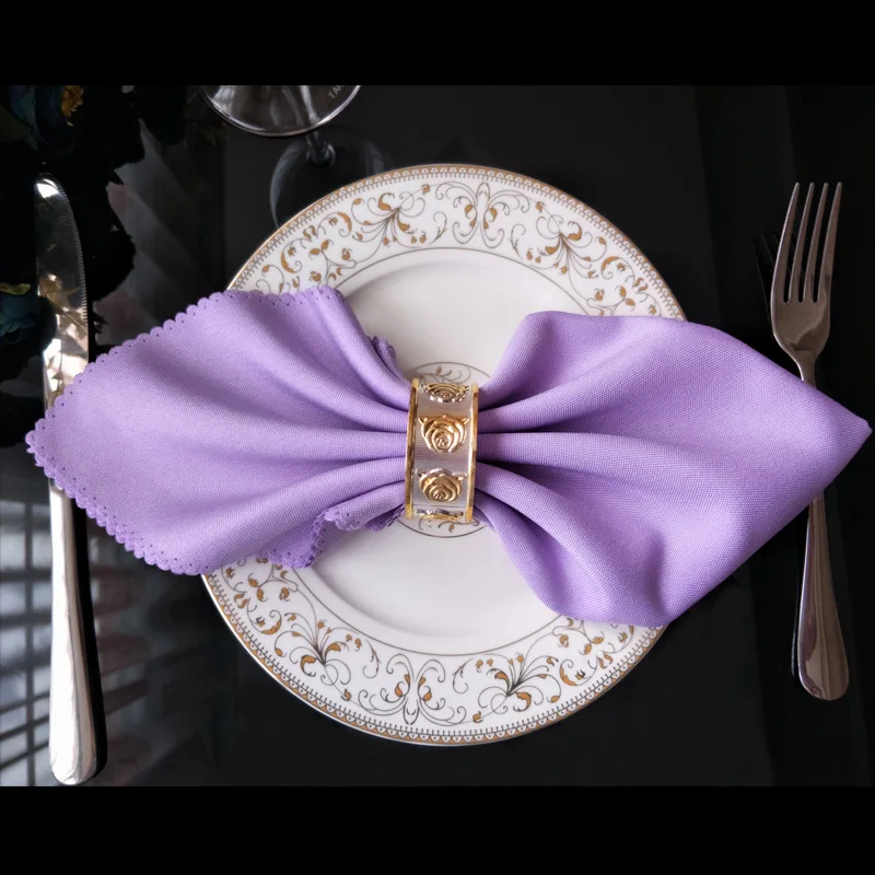 Light Purple Однотонные белые свадебные столовые платки из ткани переработанные текстильные салфетки полиэстер Ресторан носовые экологически чистые 48 см квадратные - Цвет: Light Purple
