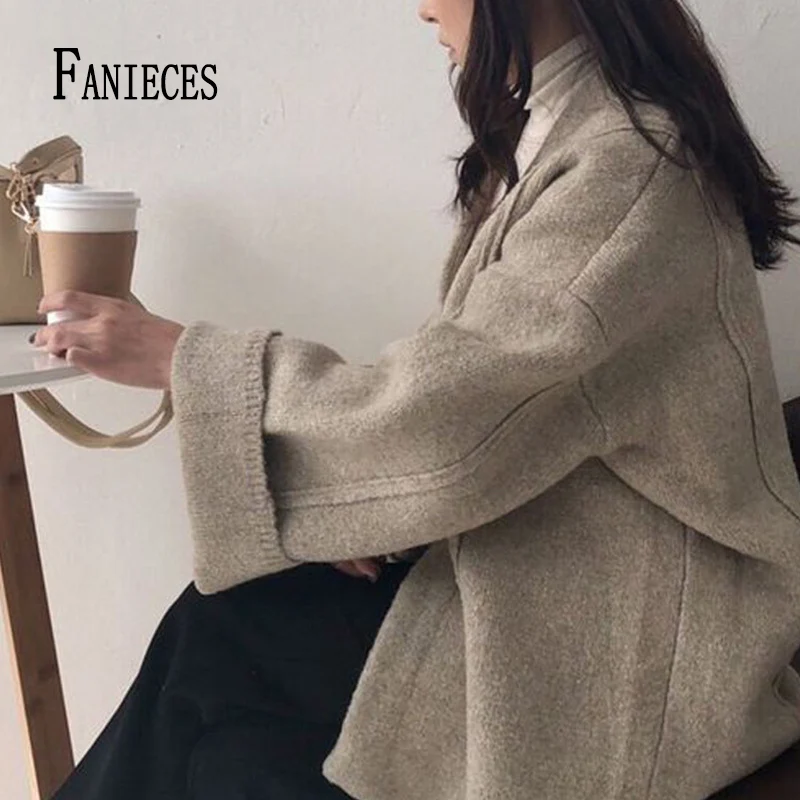 

Fashion Autumn Winter Knit Sweater Women Open Front Long Sleeve Cardigans Thick Loose Casual Solid Cardigan Outwear streetwear