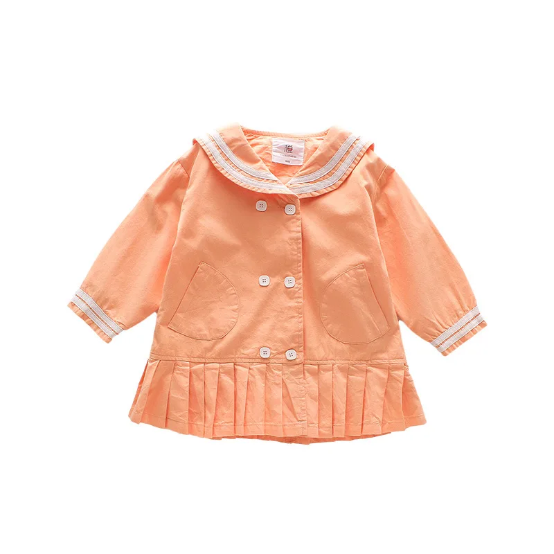 

Children's Sailor Collar Windbreaker Autumn 2020 New Girls' Coat Mid-Length Coat Children's Clothing