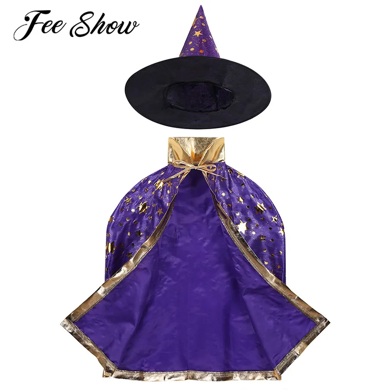 Детские костюмы ведьмы для Хэллоуина костюм накидка с острым носком головной