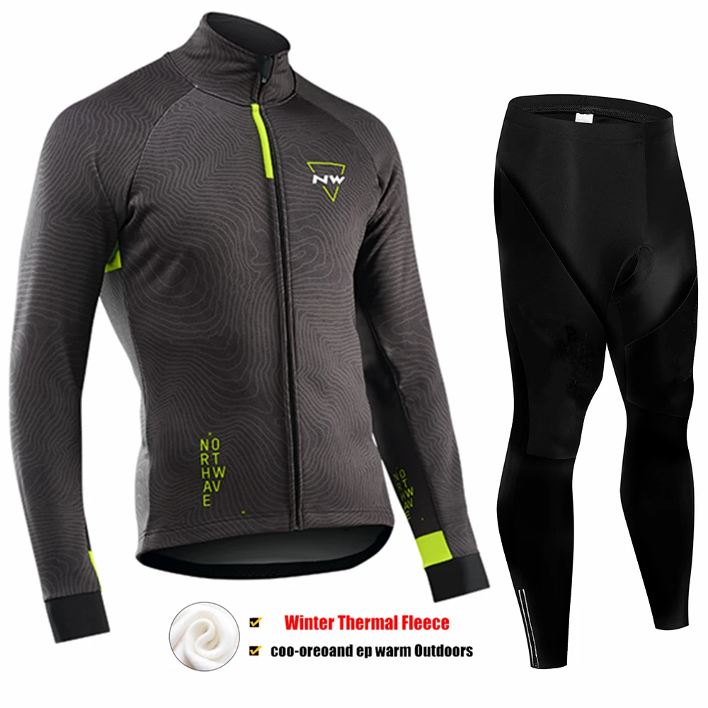 Pic Color Northwave теплая Зимняя Теплая Флисовая велосипедная одежда NW Мужской трикотажный костюм для езды на велосипеде MTB Одежда комбинезон комплект - Цвет: Pic Color