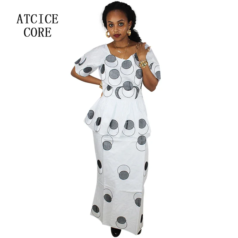 Африканское платье для женщин Базен riche вышивка дизайн короткое белый цвет