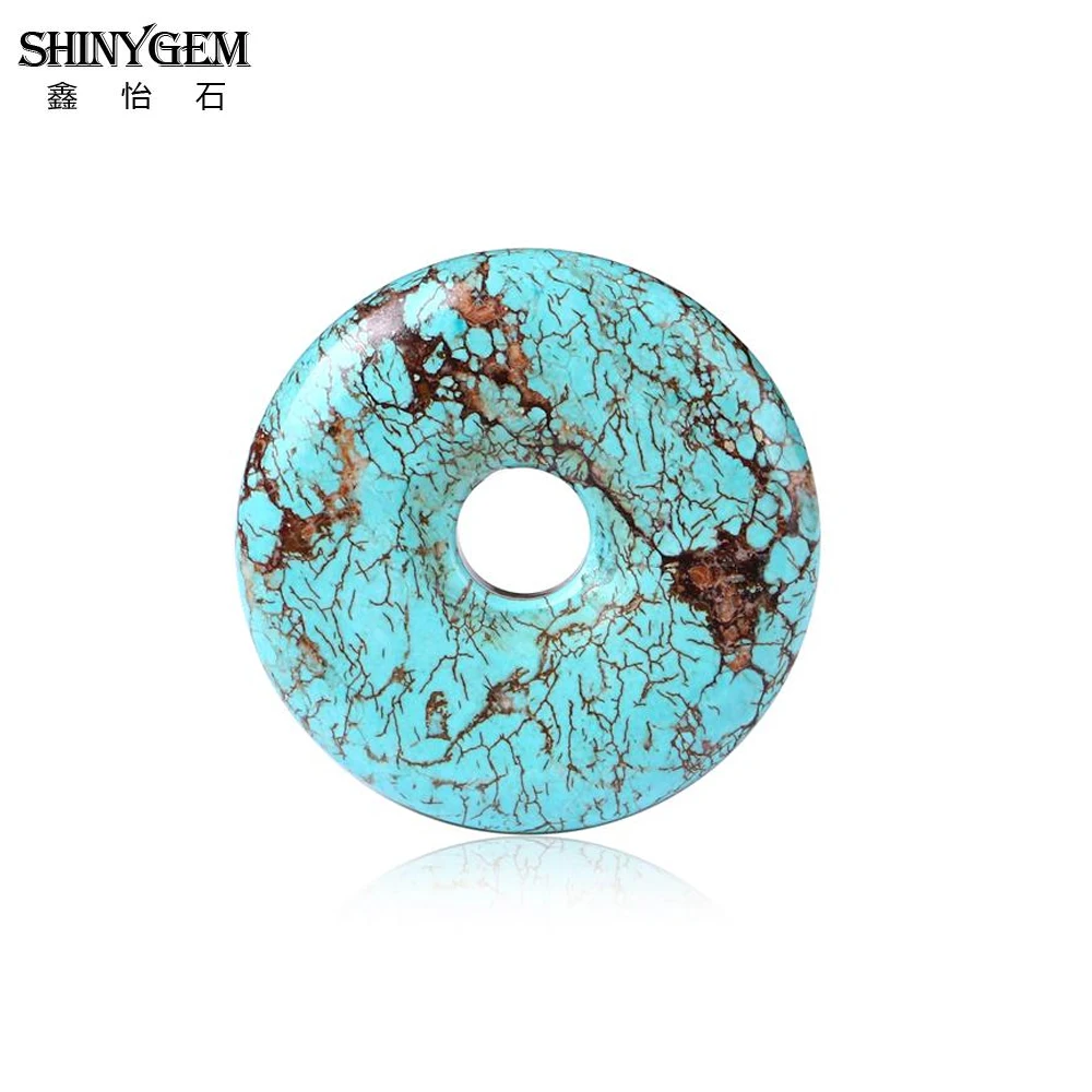 ShinyGem 40*40 мм Очаровательные Полые натуральные Круглые Бусы из бирюзы Гладкий