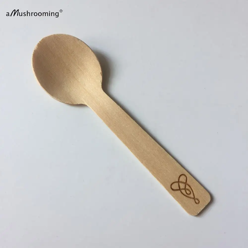 100 шт Деревянный Мини-ложка для мороженого одноразовая посуда вечерние столовые