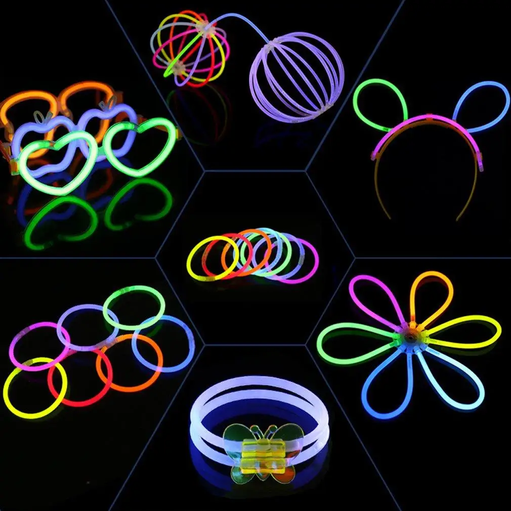 

100Pcs Party Fluorescence Light Glow Sticks Bracelets Necklaces Neon For Wedding Party Glow Sticks Colorful Glow Stick