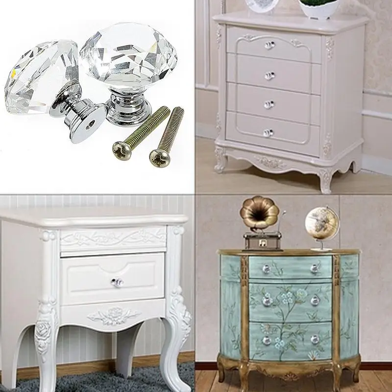 

Pull Handles 30mm Diamond Knob Diy Drawer Crystal Drawers Plastic Knobs Handle Door Cabinets Shape Cabinet Hot