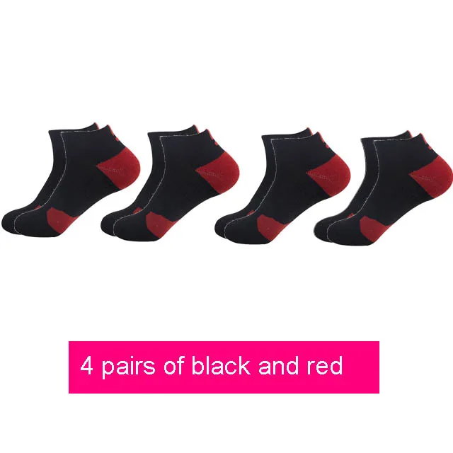 4 pairs black red Профессиональные спортивные короткие носки для бега и езды на велосипеде, Пешие прогулки, противоскользящие носки, махровая подошва, абсорбционный дезодорант, дышащий - Цвет: 4 pairs black red