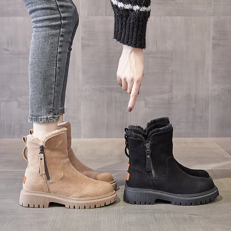 

Winter 2021 new fashion snow boots women's warm mid-tube shoes plus velvet padded non-slip cotton shoes