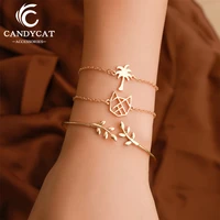 3 pcs set bohemia tree leaf bracelets for woman gold silver color charm female bracelet jewelry accessories friendship bracelet