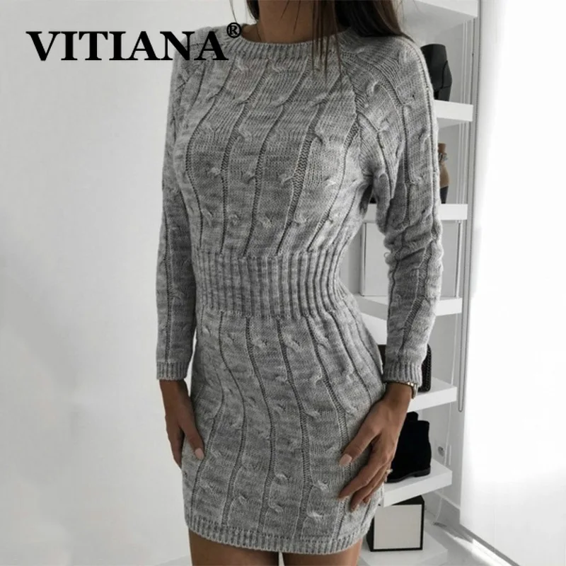 VITIANA женское осеннее сексуальное платье-свитер для вечерние зима 2019 женские