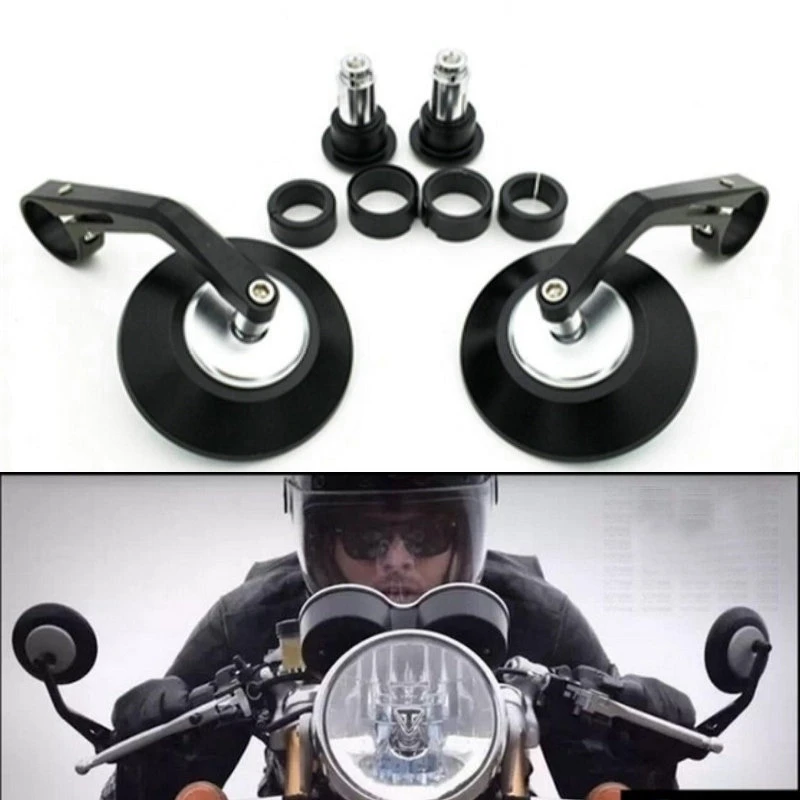 

7/8 inch Round Motorcycle Rear View Mirrors Motorbike Handle Bar End Rear View Mirrors Black Cafe Racer Mirror