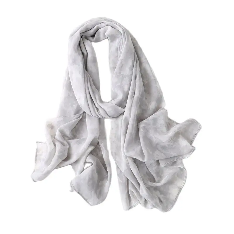 2021 эксклюзивный шифоновый длинный шарф с жемчугом градиентный галстук-красящий