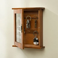 vintage wooden key storage box european style wall mounted hooks collecting key holder desktop decoration home organization