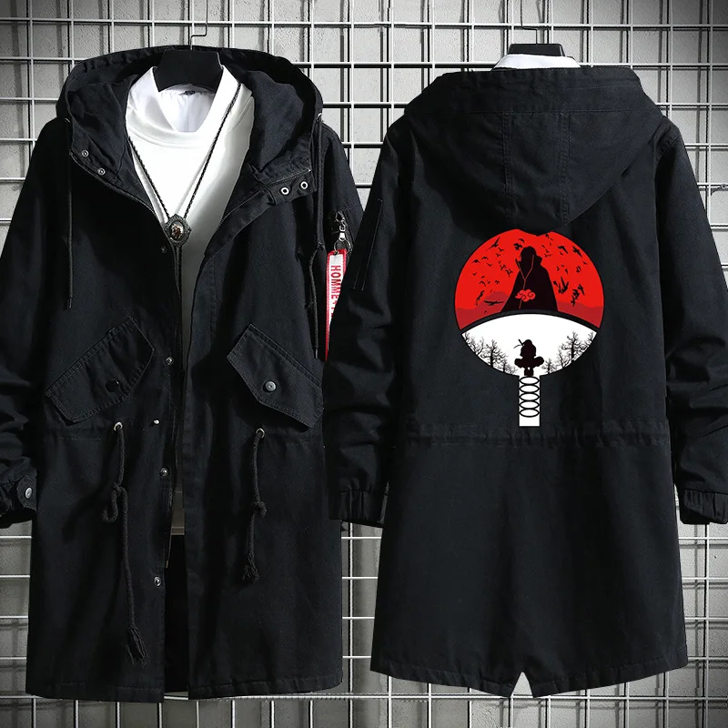 

Anime Naruto Uchiha Sasuke Cosplay Costume Uzumaki Naruto Trench Coat Hatake Kakashi Hooded Zipper Thick Overcoat Jacket Warm