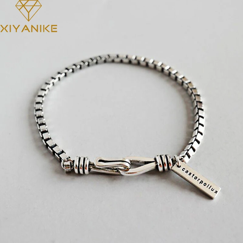 

XIYANIKESilver Color Korean Style Vintage Geometric Bracelets Bangles For Women Wedding Couple Fashion Party Jewelry