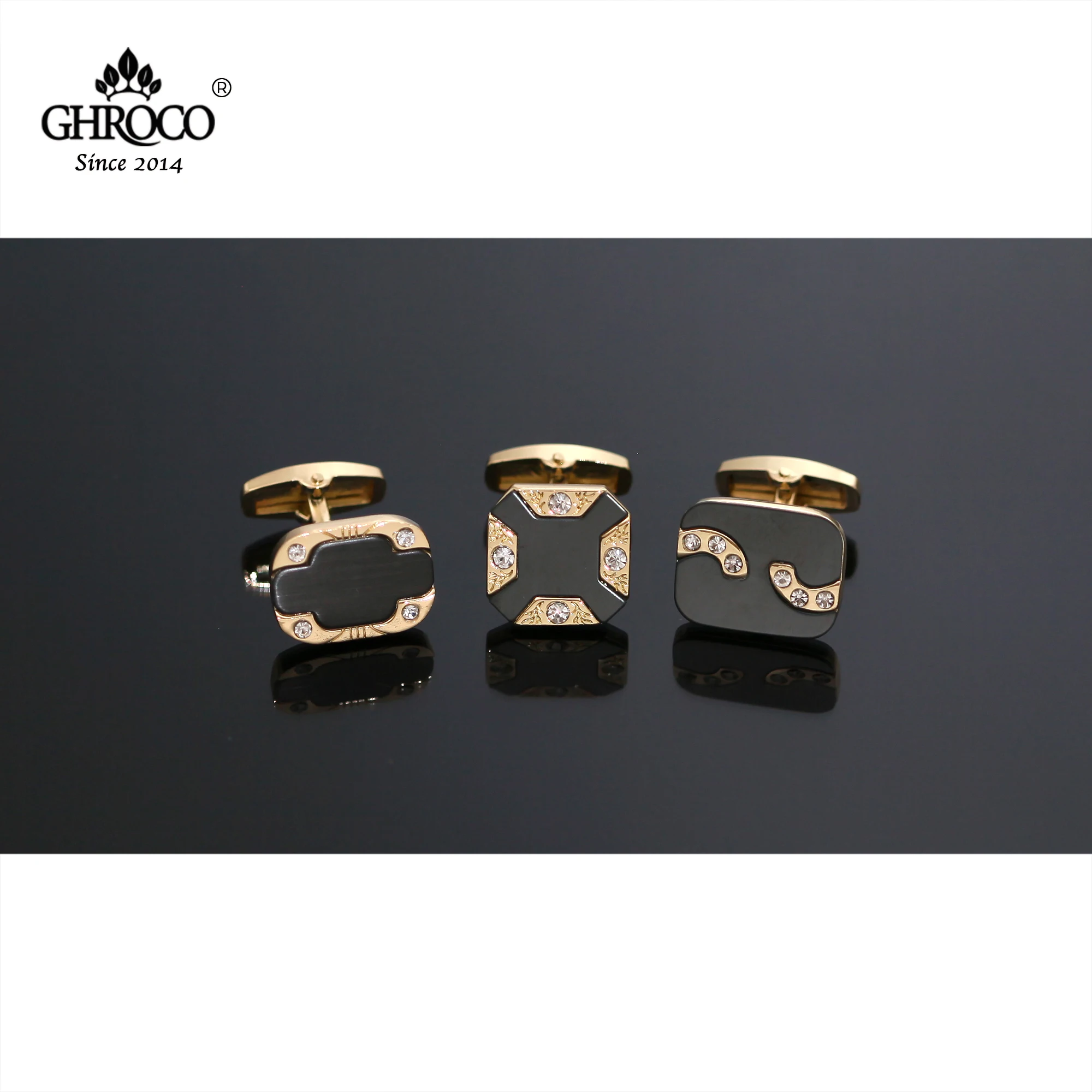 

GHROCO High Quality Exquisite Black Metal French Shirt Cufflinks Fashion Luxury Gifts Business Men Women Grooms and Best Man