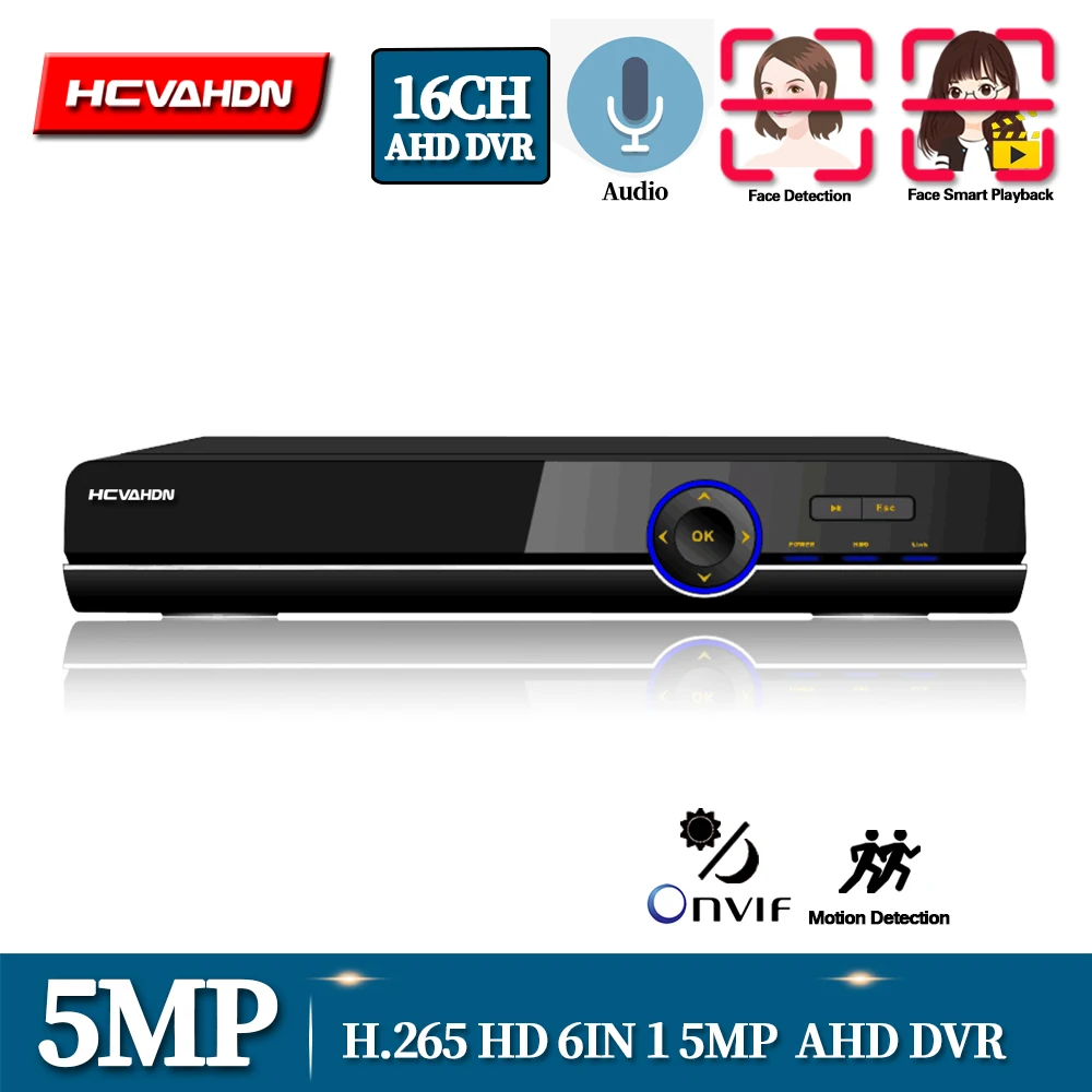 Камера видеонаблюдения 16 каналов 5 МП H.265 DVR NVR P2P 1080P CVBS TVI CVI ip камера AHD