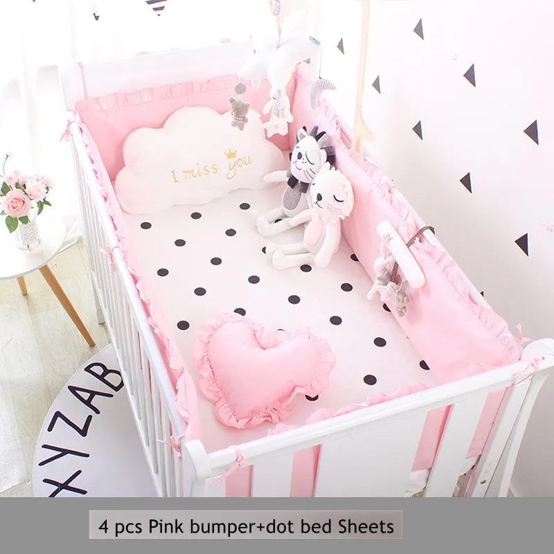 Nordic Baby Bumpers Set In The Crib A Proctective Barrier For The Bed Newborns Cotton With Ruffle End Kid Kawaii Room Decoration