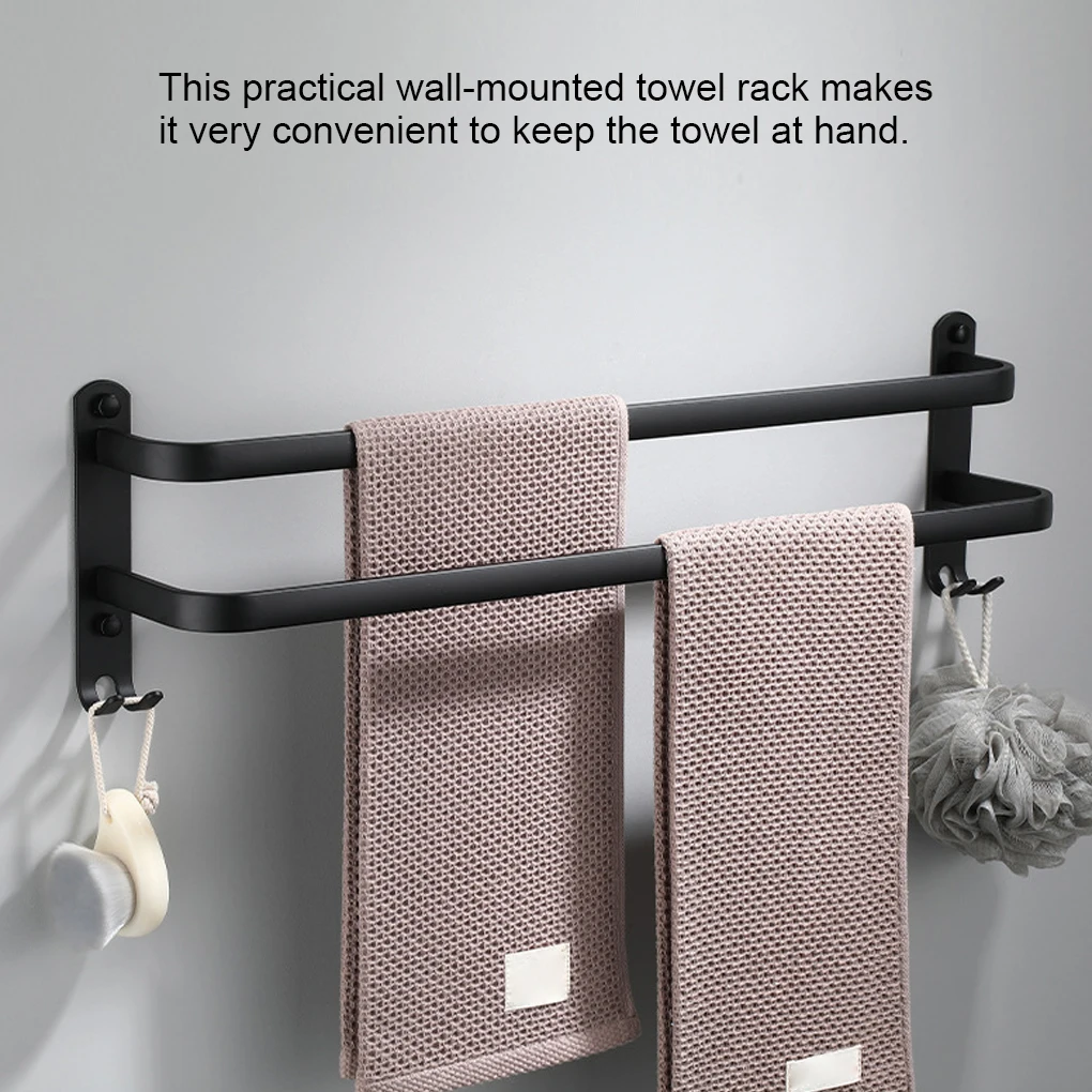 

Towel Hanger Wall Mounted 30-50 CM Towel Rack Bathroom Aluminum Black Towel Bar Rail Matte Black Towel Holder