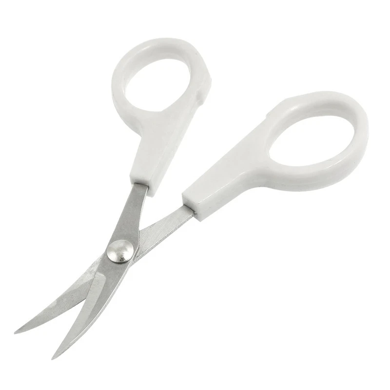 

White Handle Curved Tip Needlework Cutter Embroidery Sewing Scissors 4"