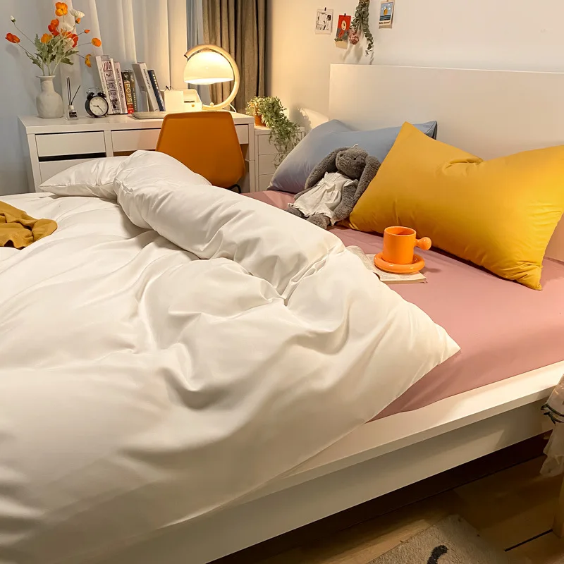 Комплект постельного белья Ins в японском стиле однотонное одеяло пододеяльник