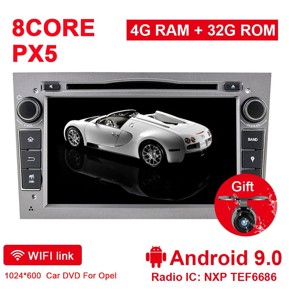 Eunavi HD 1024*600 Восьмиядерный 2 Din Android 9,0 автомобильный dvd-плеер для Opel Corsa Vectra CD Meriva Vivaro Tigra Signum радио gps Navi - Цвет: Sliver 8 CORE