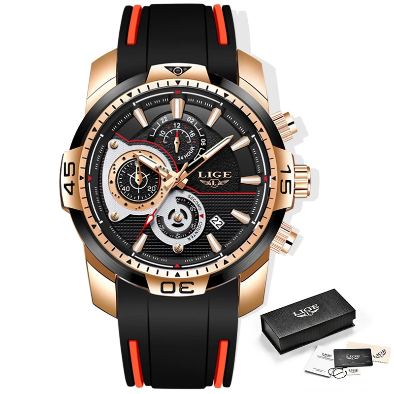 2019New LIGE Silicone Strap Men Watches Fashion Top Brand luxury Business Luminous Quartz Watch Casual Waterproof Date Clock | Наручные