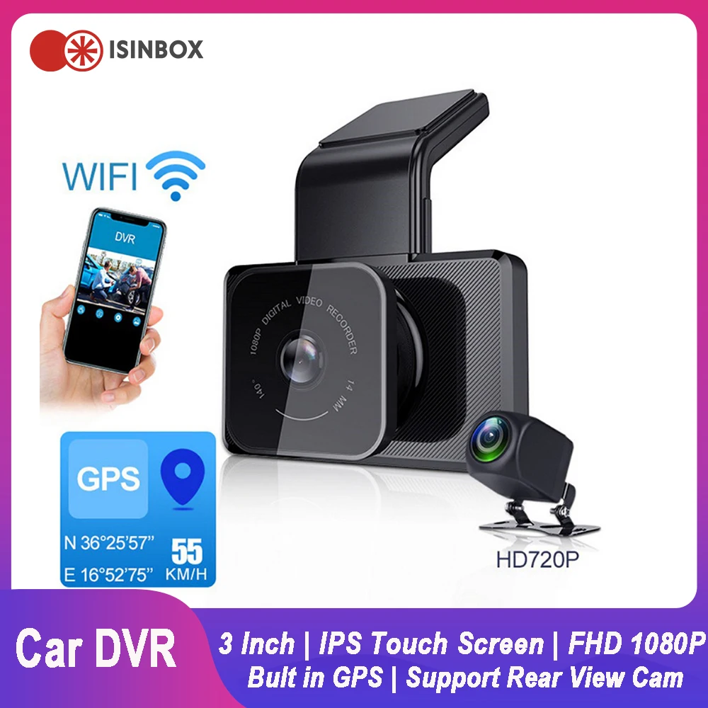 Автомобильная Wi-Fi GPS DVR камера с двойным объективом 3 дюйма Full HD1080P потоковая