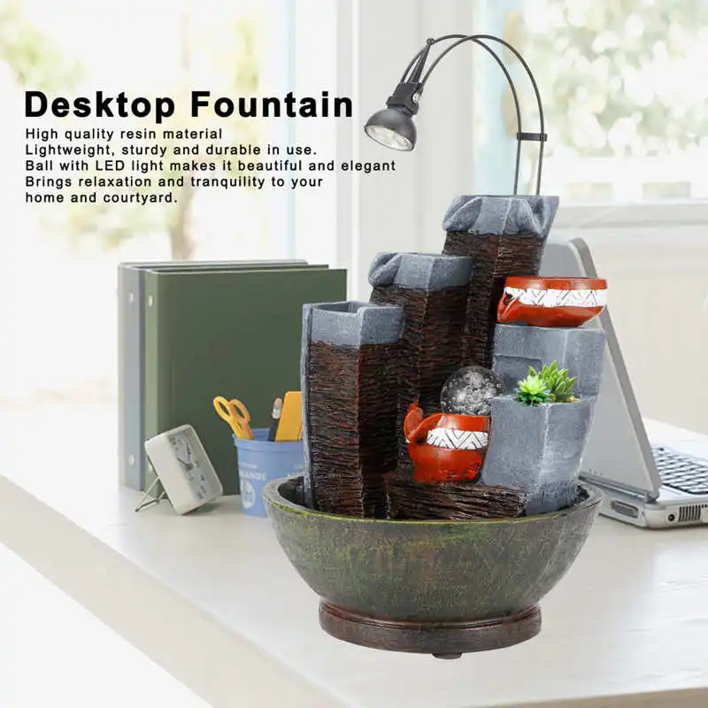 Фигурка светодиодный Водопад Фонтан с светильник для крытого Спальня стол Декор