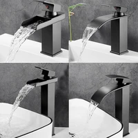 wjnmone balcony bathroom above counter basin sink square creative faucet black hot and cold waterfall bathroom faucet