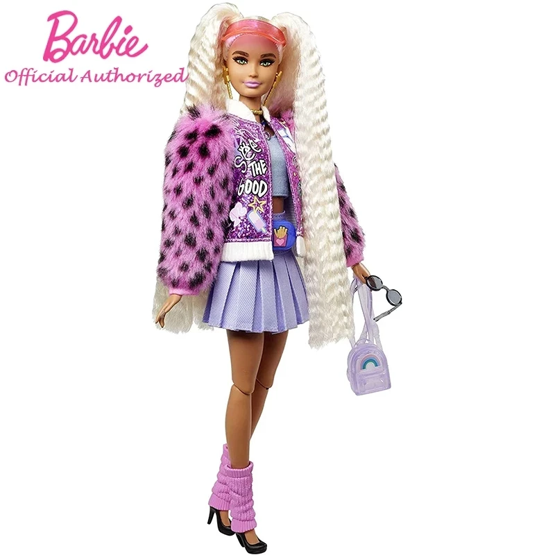 Barbie Extra Doll Series Collectable Kid Toy Varsity Jacket Furry Arms &amp Pet Teddy Bear Rock Bold Fashions GYJ77 For Birthday | Игрушки и