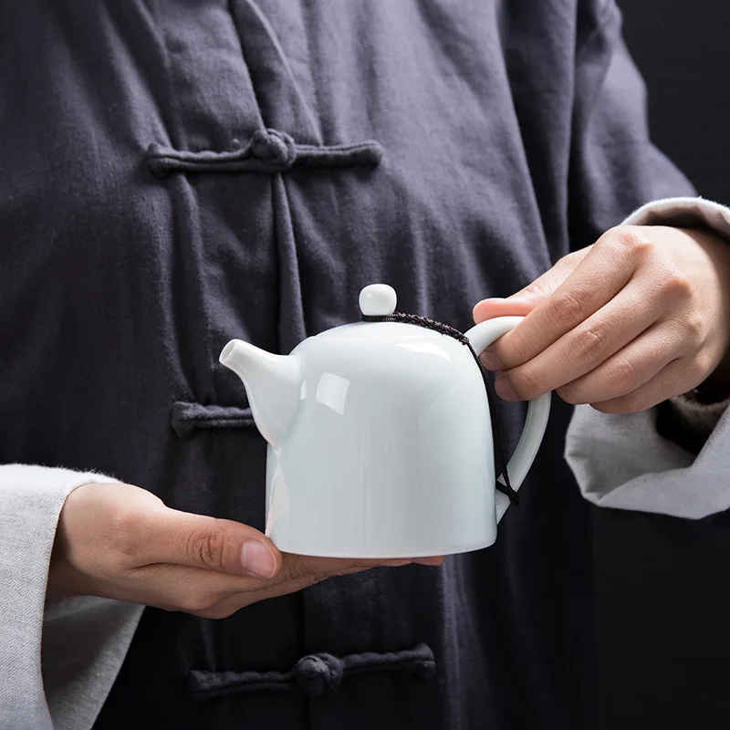 

Ceramic Whiteware Celadon Tea Set Making Device Tea Pot Simple Mini Single Teapot China Tea Tea Cup with Filter Tea Set Siteel