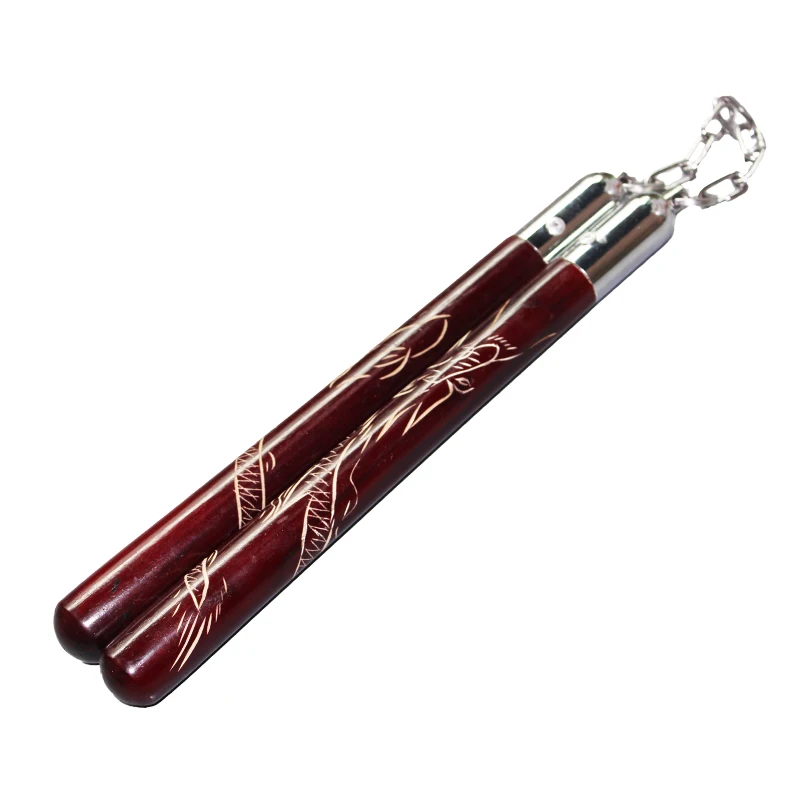 

TT Solid Wooden Carving Dragon Combat Self-Defense Nunchucks Wood Beginner Performance Adult Martial Arts