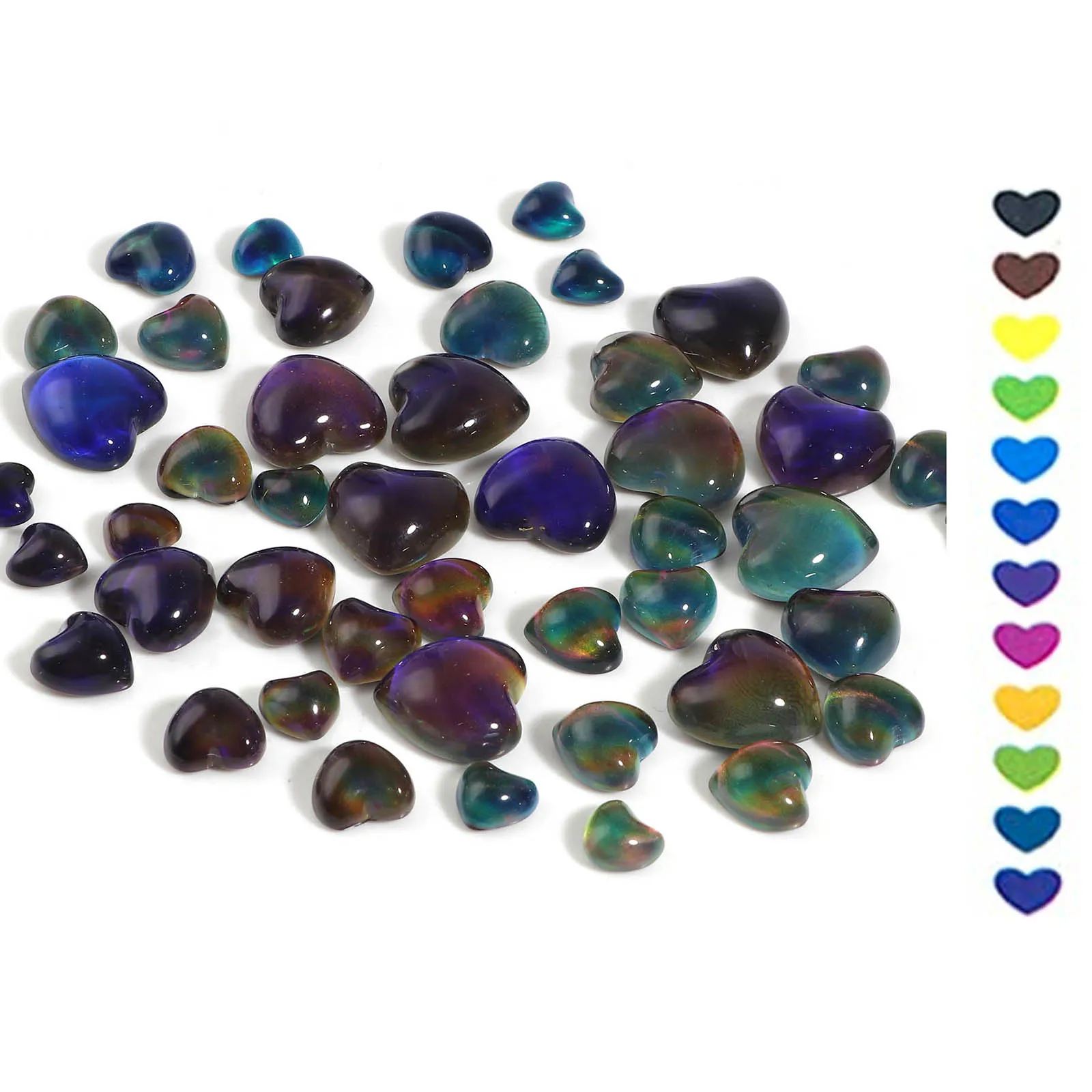 

5 PCs Glass Color Change Temperature Sensing Embellishments Heart Flatback Multicolor Ceartive Findings For DIY Jewelry Making