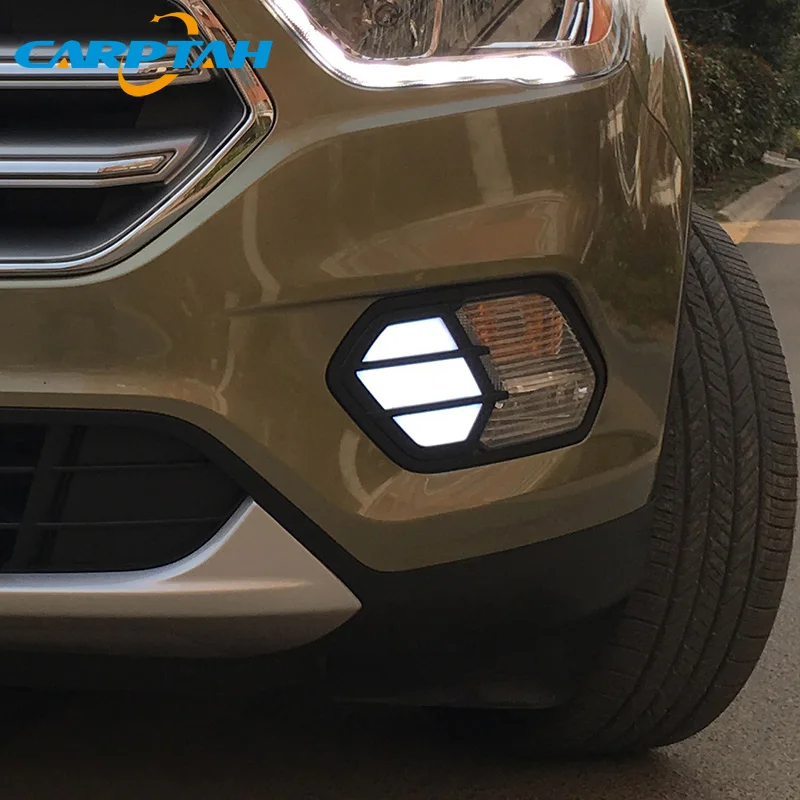 

Car LED DRL Daylihgts For Ford Escape Kuga 2016 2017 2018 Yellow Turn Signal Fog Lamp Daytime Running Light