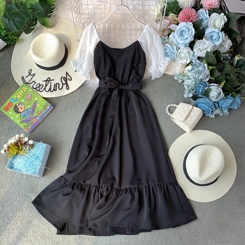 2019 летнее женское шифоновое лоскутное пляжное платье с оборками и круглым