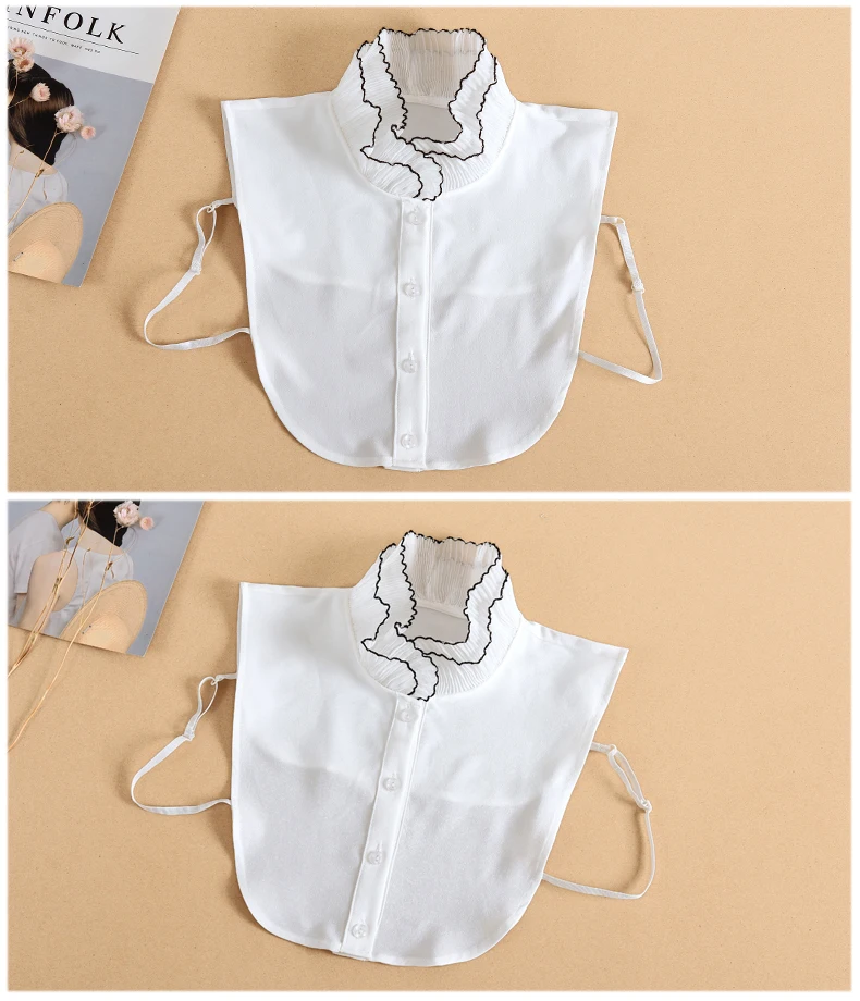 Женская блузка с отложным воротником воротник-обманка белого и черного цвета |