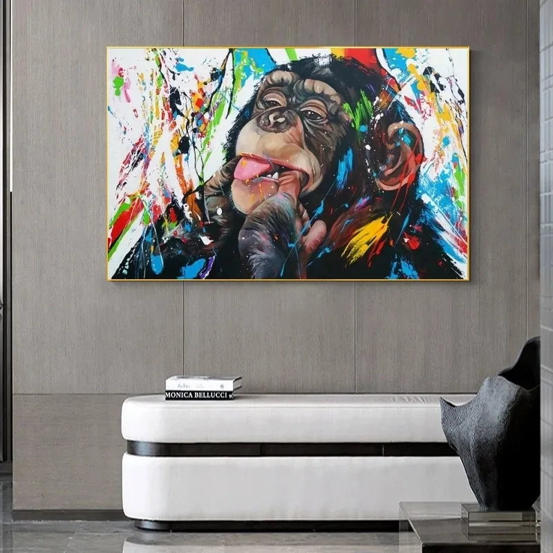 Современные граффити искусство обезьяна холст картины уличное Холст Плакаты и