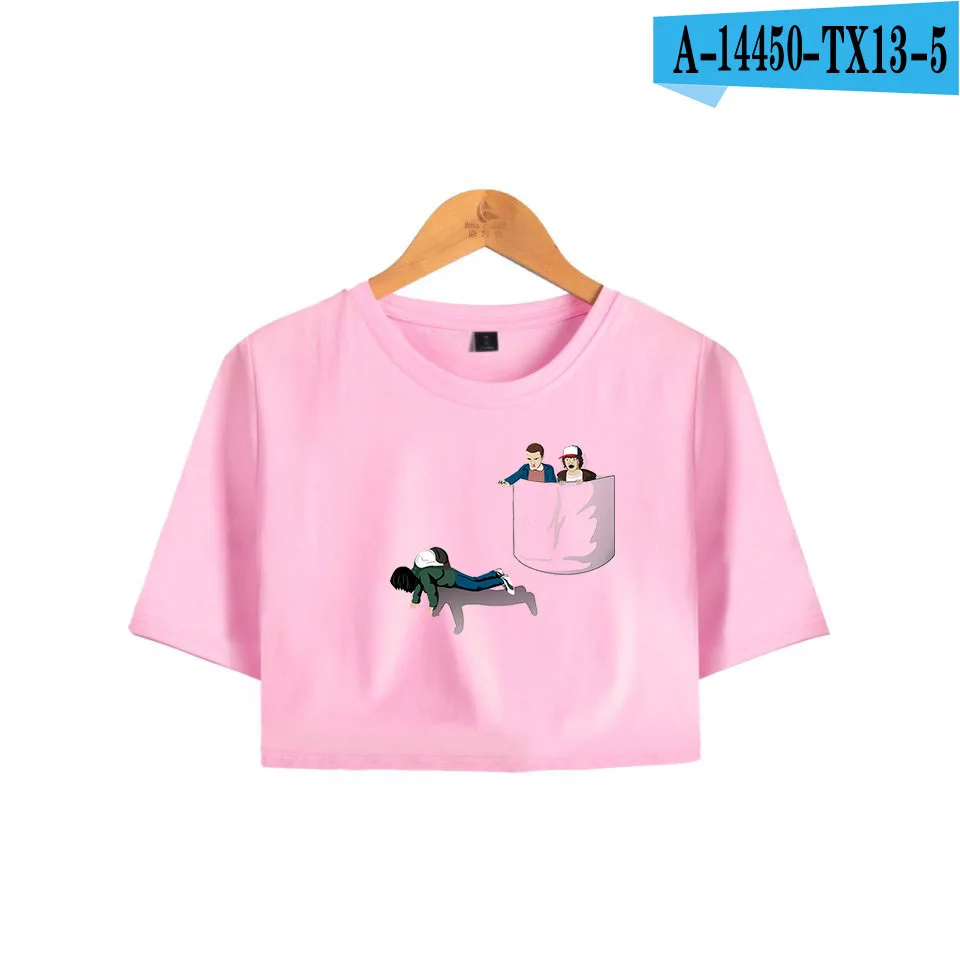 pink Футболка для девочек, футболки с пупками, короткие футболки Harajuku, сексуальные модные летние топы с открытым животом, футболки для женщин - Цвет: pink