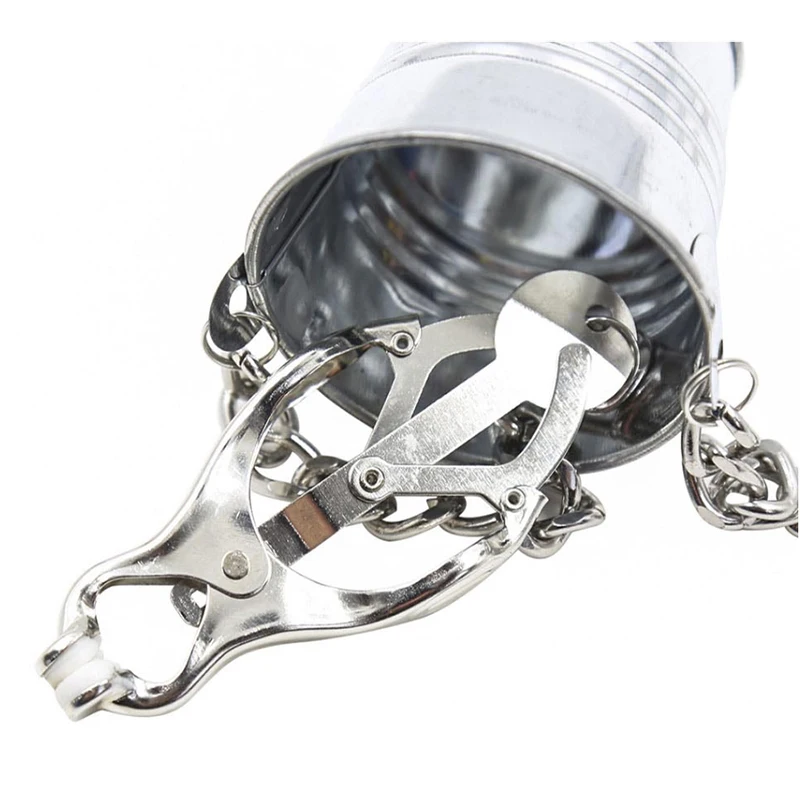 БДСМ металлические зажимы для сосков и малых половых губ грудь клип раб на цепи