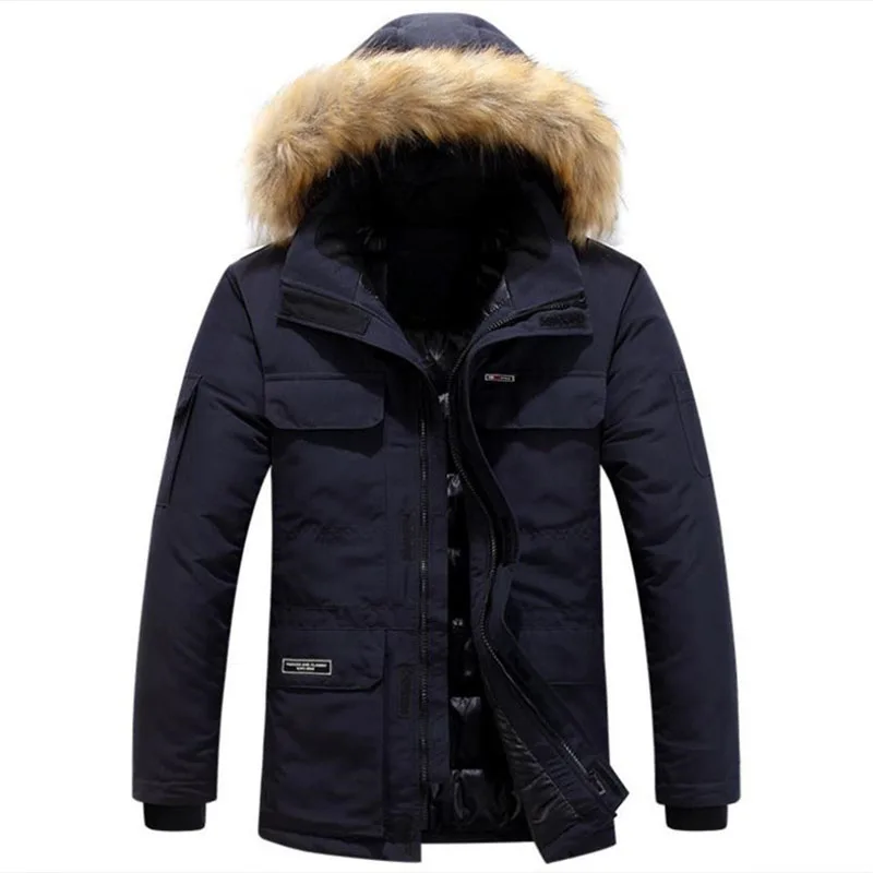 

Парка мужская хлопковая, с капюшоном, с меховой отделкой, с несколькими карманами, зимняя, теплая, размера плюс, 6XL